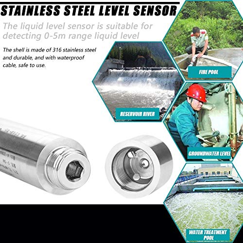 [Australia - AusPower] - DC 24V 4-20mA Throw-in Type Liquid Water Level Sensor Transmitter For Detecting 0-5m Range Depth 