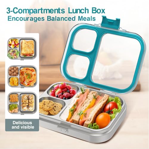 HOMEKOL Stainless Steel Bento Lunch Box, Blue, 3.3Cups 27oz (800ml)