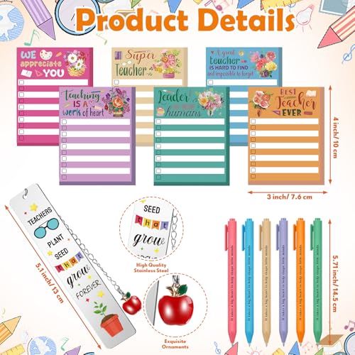SiliFine 36 Pcs Teacher Appreciation Gift Set Back to School Best Teacher Gifts for Women 6 Set Thank You Tumbler with Lids Makeup Bags Ballpoints Sticky Notepads Bookmark Pendant Fresh