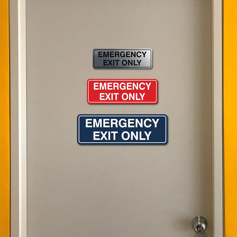 Signs ByLITA Standard Emergency Exit Only Sign - Easy Installation | Durable Wall or Door Sign (Black) - Large 2 Pack 3 x 9" - Large (2 Pack) Black