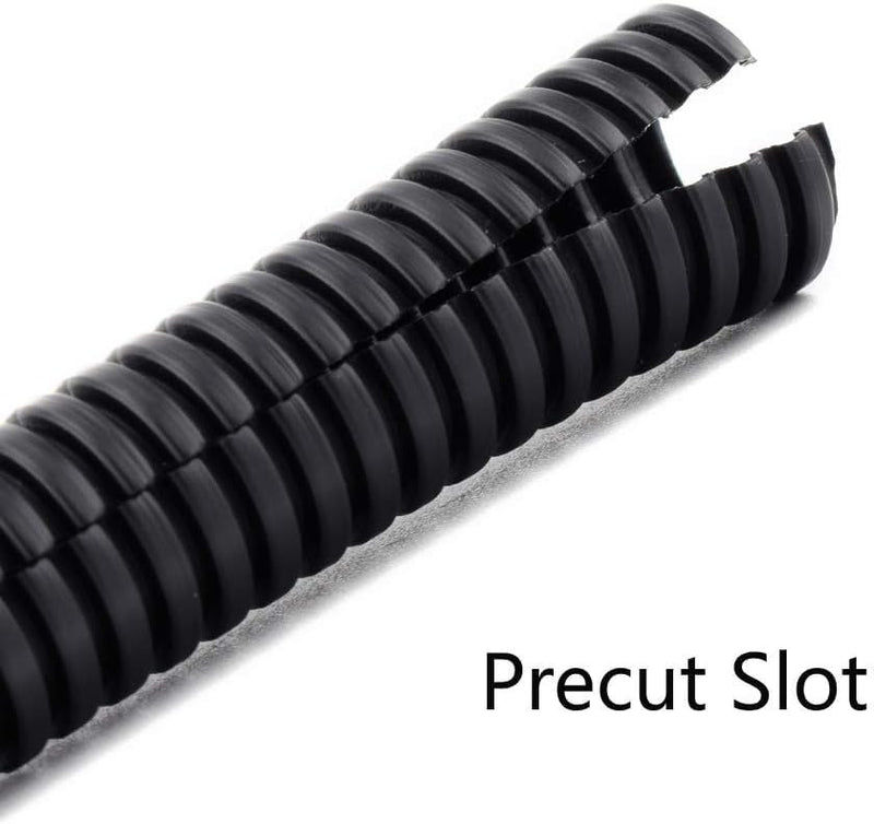 ZhiYo 50FT 3/4” Wire Loom Split Tubing Auto Wire Conduit Flexible Cover | High Temperature Heat Resistant -40F to 257F | Plastic Cover for Electrical Wires & Cables 50FT 3/4” Black