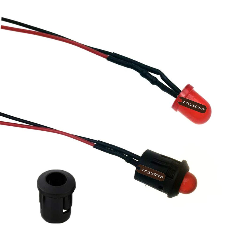 [Australia - AusPower] - 8MM 24V Red LED Pre Wired Prewired 7.87 Inch Lamp Light Bulb Prewired Emitting Diode & Black 8MM LED Plastic Clip Holder Display Panel 