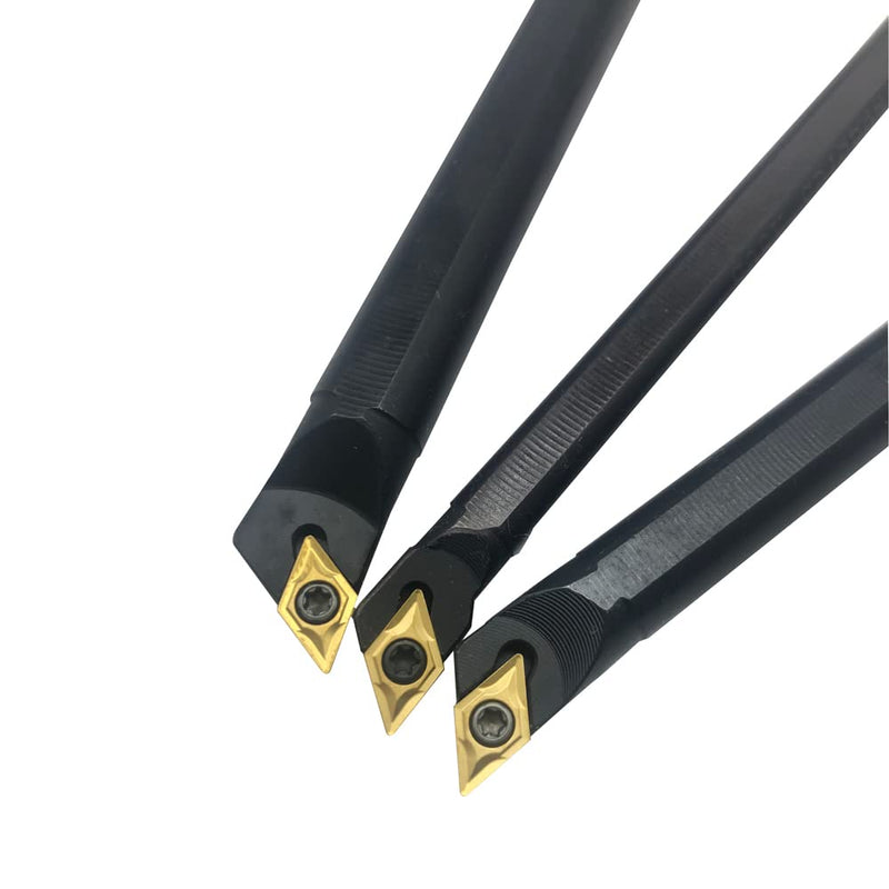[Australia - AusPower] - 3pcs 95° Turning Boring Bars Turning Tool Holder S08K/S10K/S12M-SDJCR07 Shank Dia 1/3" 3/8" 1/2" Right Hand + 10pcs DCMT21.51 DCMT070204 Carbide Turning Insert for Steel and Stainless Iron 3pcs boring bars + dcmt21.51 