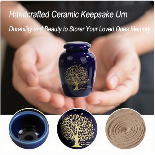 Small Ceramic Urns for Human Ashes Set of 4, Mini Keepsake Urns with Tree of Life Design, Elegant Memorial Decorative Urns Sharing with Families, 2" ×2.8", Tree