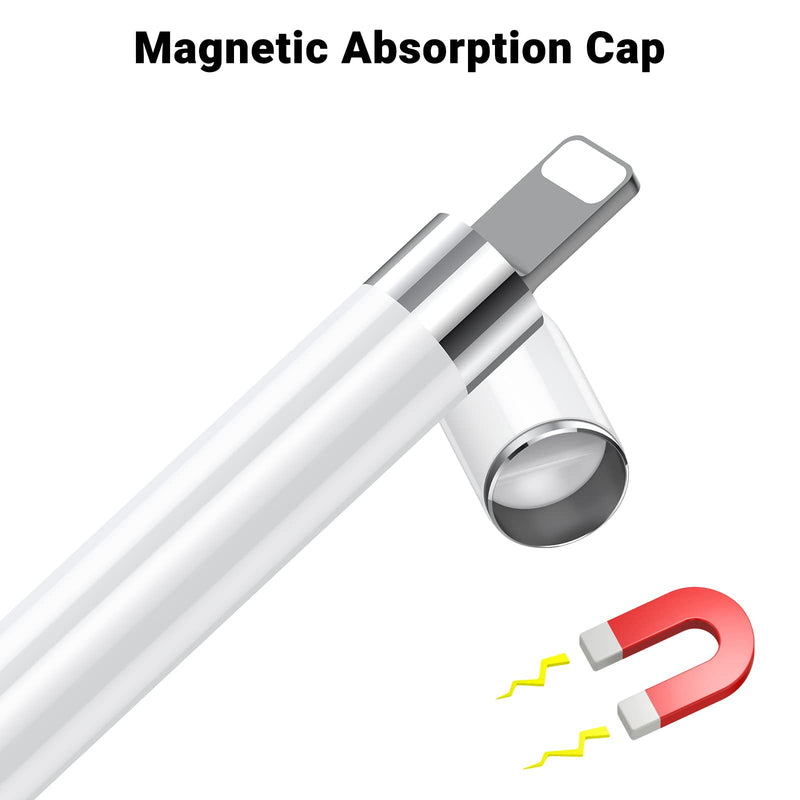 [Australia - AusPower] - Apple Pencil Cap 1st Generation Magnetic iPencil Replacement for Apple Pen Top Stylus Cover AntiFall Silicone Holder for iPad Pro 10.5" 12.9" 9.7" for iPad 10 9 8 7 6 Air 3 Mini 5th White 