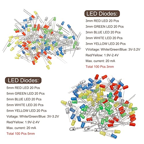 PATIKIL Electronics Component Assortment Kit, 1490Pcs Metal Film Resistors, LED Diodes, Common Diodes, Transistors, Electrolytic Capacitor, Ceramic Capacitors
