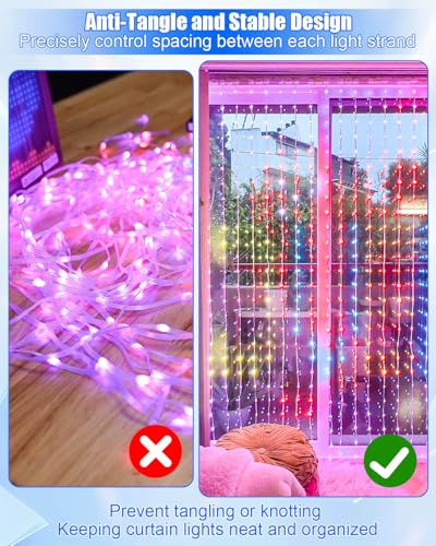 60 Pack Spacers Compatible with Govee Curtain Lights, Anti-Tangle Transparent Clips for LED Curtain String Lights, Outdoor Light Organizer 60 Pack Spacers