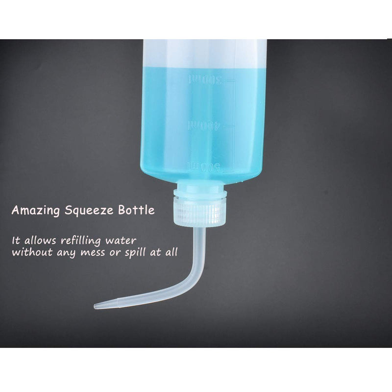 [Australia - AusPower] - 2Pack 500ml Squeeze Bottle 16oz, No Spill Wash Bottles Large with Handy Measurement Lines, Wash Bottles Squeeze Spout Flowing Well 2x500ml White 