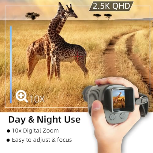 Rechargeable Night Vision Monocular for 100% Darkness, Full HD1080P Video Long Distance Infrared Night Vision Goggles Binoculars for Hunting, Camping, Travel, Surveillance 32GB Inside