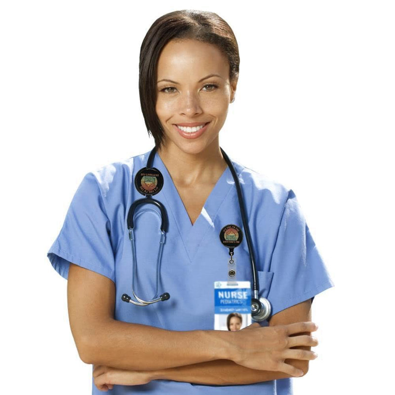 ROFLYER Stethoscope ID Tag Stethoscope Label Charm, Name tag, Medic, Nurse, Doctor, Vet, EMT Come with 1 Retaractable Badge Reel (I'm Fine) I'M Fine