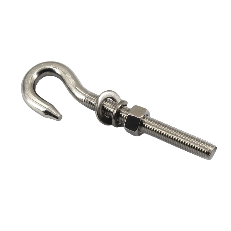 [Australia - AusPower] - 16Pcs M5 Stainless Steel Eye Bolt with Nut and Washers Long Shank Threaded Rod Round Hook Eyelet Bolt Screw 