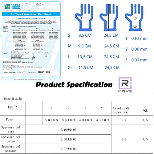 R MOVE Pack of 200 Disposable Gloves, Black, M Nitrile Gloves, Rubber Gloves, Disposable Medical Examination Gloves, Powder-Free (200, Black, M)