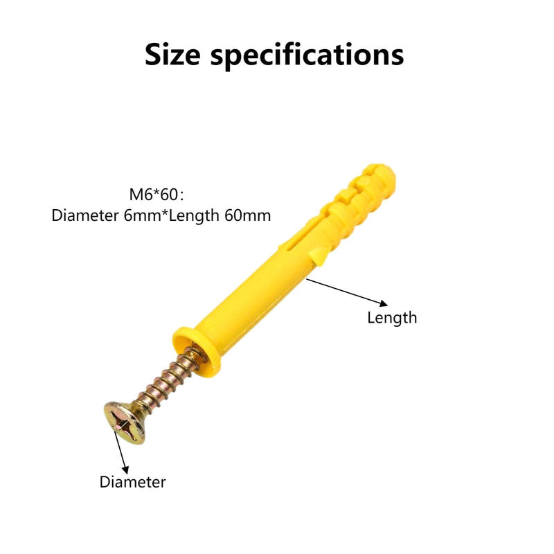 [Australia - AusPower] - Galvanized Steel Expansion Bolts (M6×60mm)-Installation for Concrete, Walls, Shelving and Outdoor Fixtures,Each Pack Contains 80 Items. 