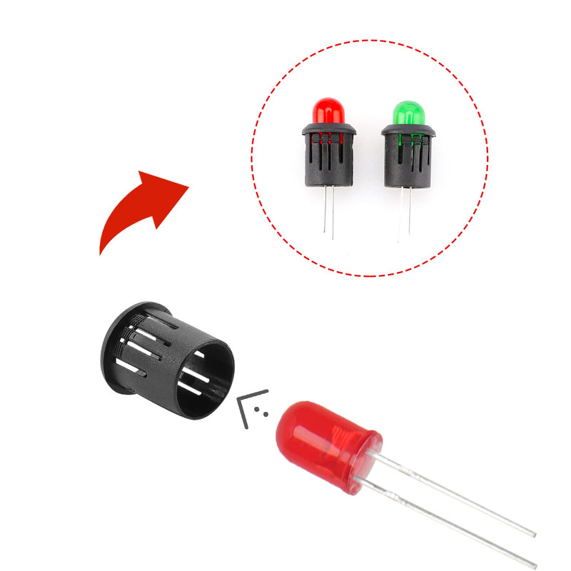 YIXISI Pack of 50 10 mm LED Plastic Clip Holder, Plastic Diode Holder, Plastic Diode Holder Clip, Black 10mm - 50 pieces