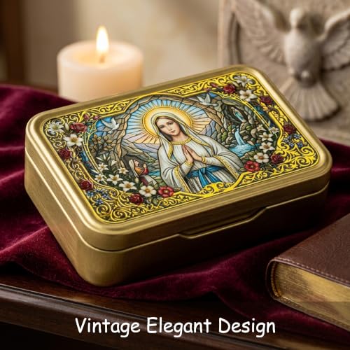 Our Lady of Lourdes Rosary Box,Rosary Case,Catholic Gifts Our Lady of Lourdes