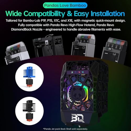 BIQU Panda Jet Pack V2.0 Suitable for Bambu-Lab P1P/P1S/X1C/X1E 3D Printer Black
