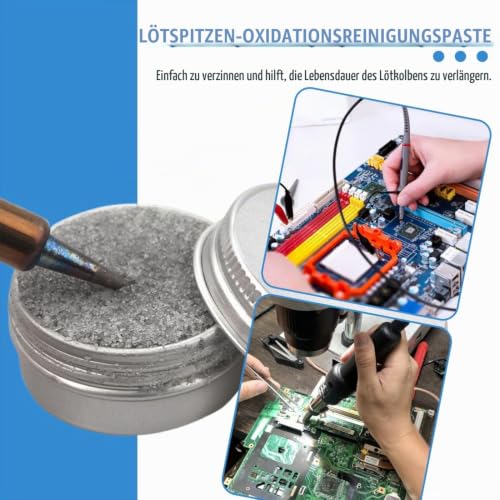 Soldering Tip Cleaner Lead-Free Soldering Tip Reactivator Soldering Tip Reactivator Lead-Free Can Tip Activator for Reactivating Oxidised Soldering Tips Soldering Tip Cleaner Tip Tinner Cleaner (30 g)