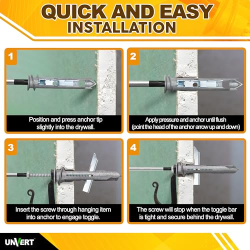 Heavy Duty Drywall Anchors - Self Drilling Ez Drywall Toggle Anchor Kit, #8 Anchor with Screws - Easy Wall Anchors for Hanging and Mounting - Holds Up to 100 Lb. (10 Pack) 10