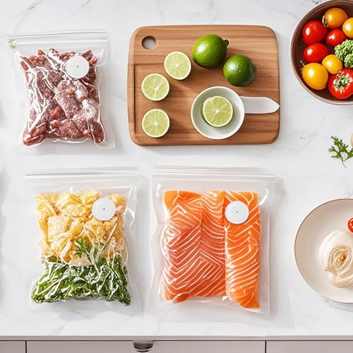 MEGAWISE Vacuum Sealer Bags, Reusable Food Storage Bags with Double Zip Sea 12*13.5in bags 20pcs white