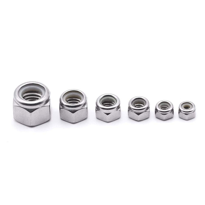 [Australia - AusPower] - 3/8"-16 Nylon Insert Hex Lock Nuts, Allen Hex Drive, 304 Stainless Steel 18-8, Full Thread, Coarse Thread UNC, Pack of 10 3/8"-16 