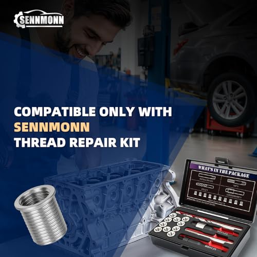 SENNMONN M10x1.25x16.2mm stainless steel thread repair inserts, 10 nut inserts shown