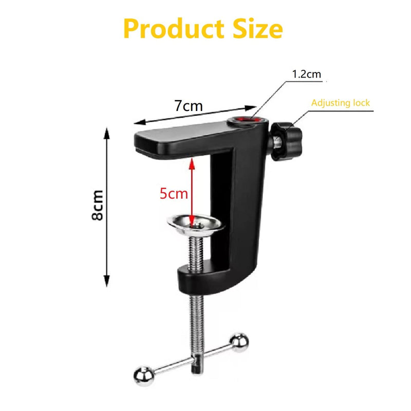 [Australia - AusPower] - Replacement Aluminum Alloy Universal Bracket Adjustable C-Clamp Desk Light Mounting Bracket Cantilever Bracket for Microphone Arm and Desktop Table Lamp 