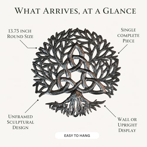 It's Cactus Celtic Trinity Knot Symbol, Family Tree of Life, Wall Hangings, Home Decor, Interior and Exterior Display, 13.75 Inches Round, Fair Trade Haitian Sculpture