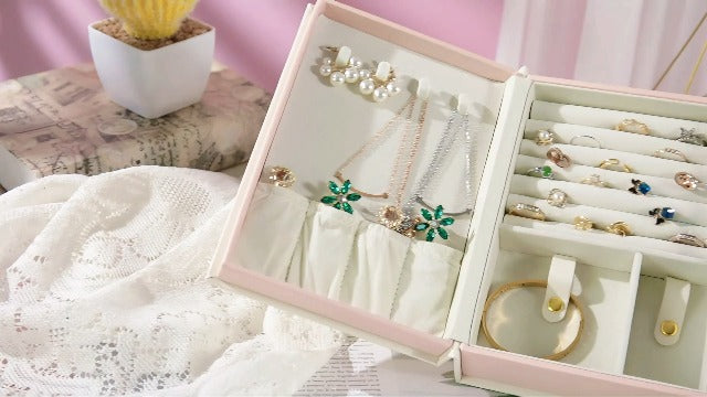 Jewelry Organizer Book Box, Travel jewelry Storage Gift Case for Women PU Leather for Dresser Drawers(Green) Green
