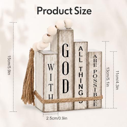 5 PCS Wooden Ornaments for House Book Shaped Decor with Bible Theme