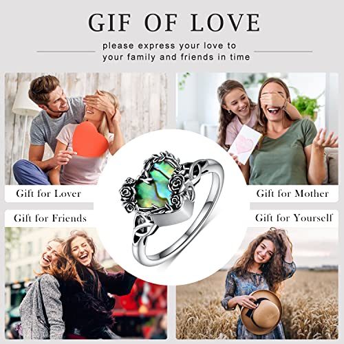 925 Sterling Silver Urn Ring for Ashes - Abalone Shell Heart Cremation Keepsake Jewelry for Women - Human Ashes Ring 8