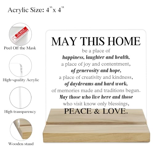 Housewarming Gifts for Women Decor Sign, May This Home Religious Acrylic Plaque