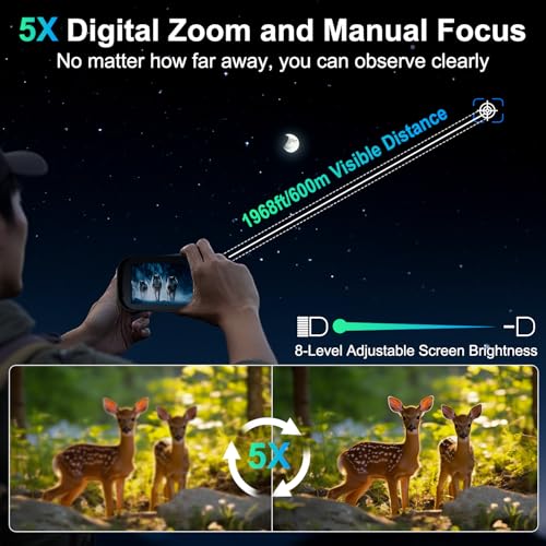 Night Vision Goggles, 4K Night Vision Binoculars for Adults with 8000mAh Rechargeable Battery, 4.0 HD Screen, 5X Digital Zoom, 7 Levels IR, 64GB Card,1968FT Range for Hunting & Camping