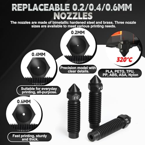 42 Pcs Ceramic Hotend Print Head Extruder Kit, High End Ceramic Hotend, with 0.2/0.4/0.6mm Hardened Steel Nozzle, Nozzle Cleaning Tool for Elegoo Centauri Carbon/Centauri 3D printers 42 Pcs Ceramic Hotend Print Head Extruder Kit