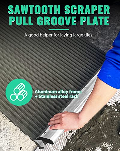 Mxmoonfree 24-inch large tile trowel with 2/5-inch square notch edge for spreading tile adhesive