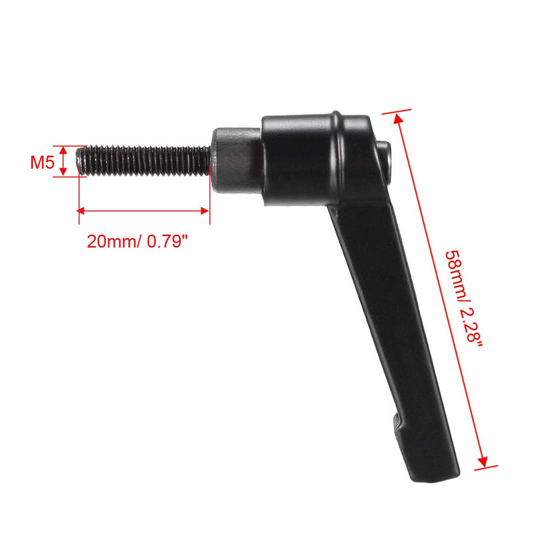 [Australia - AusPower] - uxcell M5 x 20mm Handle Adjustable Clamping Lever Thread Push Button Ratchet Male Threaded Stud Knobs Locking Rotating Screw Handles Quick Release Bolt Black 5pcs 