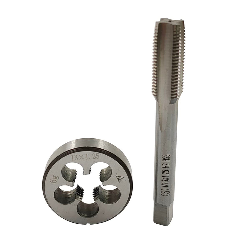 [Australia - AusPower] - M13×1.25 Silver HSS Metric Tap Set Tap and Round Thread Die Right Handed HSS Taper M13 × 1,25 