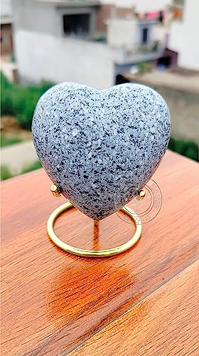 Grey Cremation Urn for Ashes Keepsake Heart Urn with Black Box and Brass Stand Mini urn for Your Loved one Adult & Funeral Burial for Adults and Infants