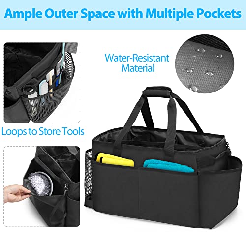 HODRANT Extra-Large Cleaning Caddy with Handles & Multi Pockets Black