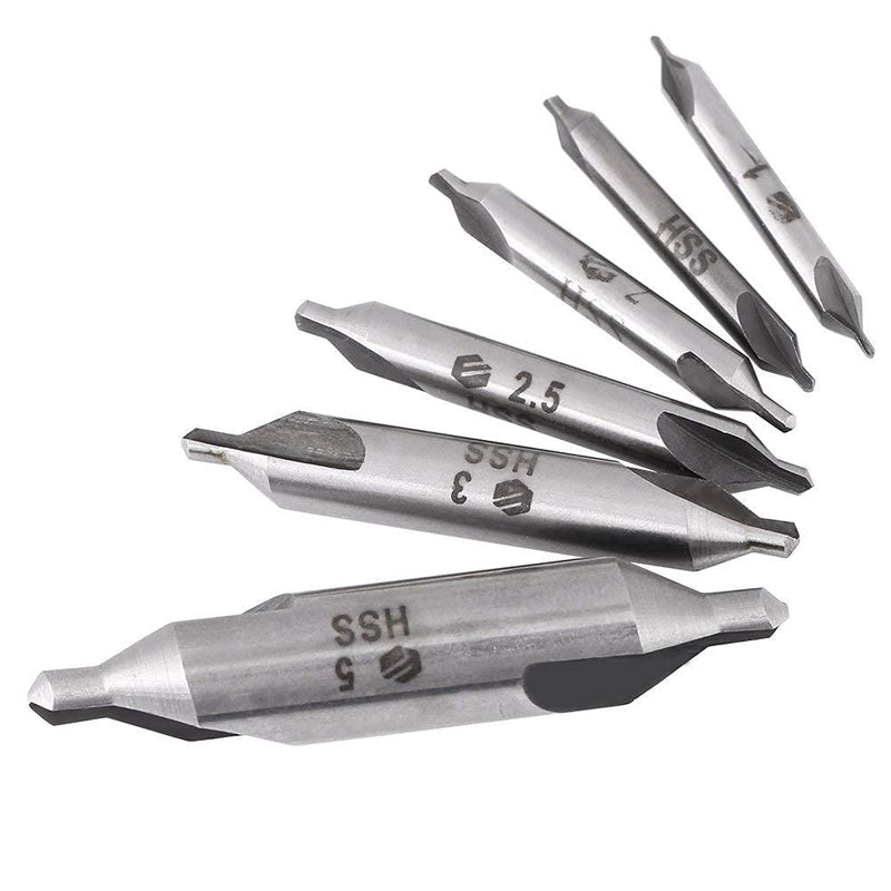 Triton Stainless Steel HSS Countersink Centre Drill Bit Set 60 Degree Angle 1/1.5/2/2.5/3/5 mm for Metal, Lathe Drill Countersink Central Bore Pack of 6
