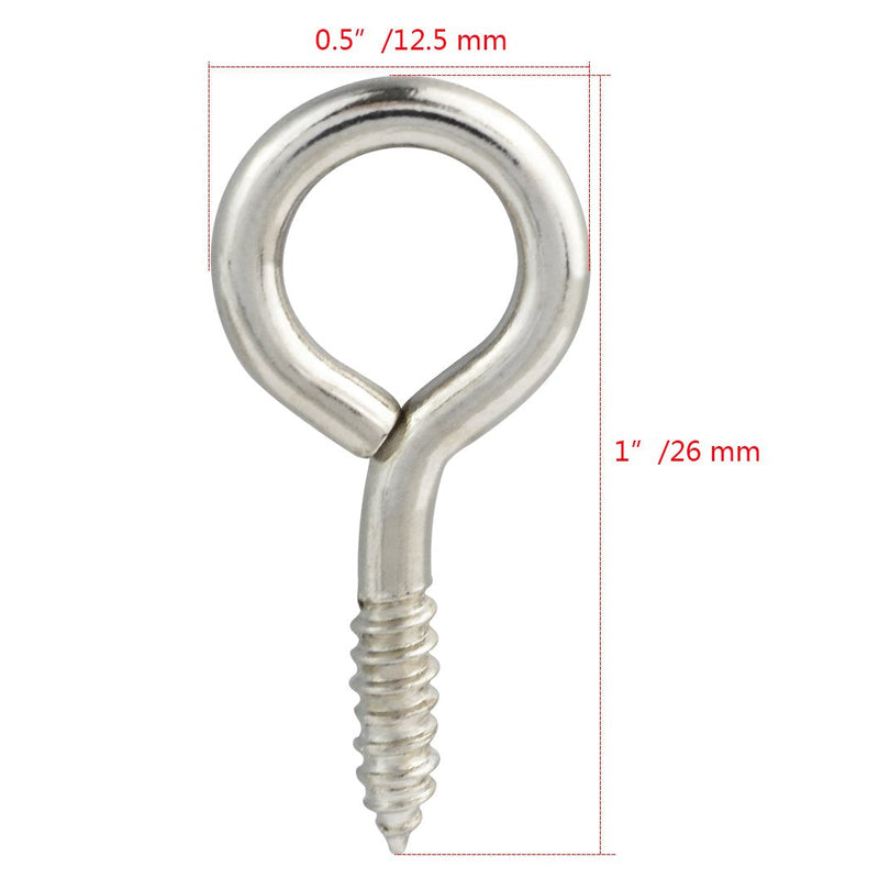 [Australia - AusPower] - 100pcs Small Screw Eye, Eye Shape Screw Hooks 1" Lag Thread Self-Tapping Hanging Hooks Eyebolt Ring Zinc Plated 