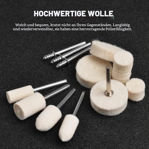 Pack of 80 Polishing Discs Compatible with Dremel Polishing Attachments, Wool Felt Polishing Disc with 1/8 Inch Shaft Polishing Accessories, Rotary Tool Polishing Set for Metal Glass