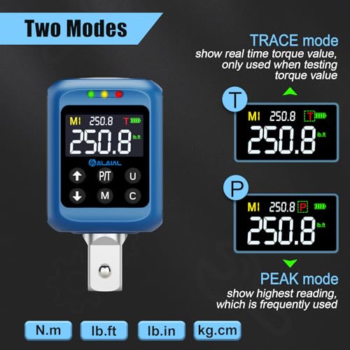 Digital Torque Adapter 1/2" Drive, 3.7-250.8 Ft-lb/5-340 Nm Light-blue