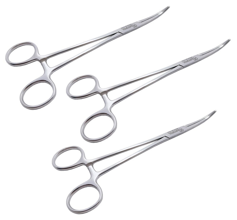 [Australia - AusPower] - Adsson Artery Forceps 18.5cm Curved – 3 Pcs Set | Hemostatic Clamps | Premium Grade Stainless Steel | Reusable & Autoclavable | Precision Instruments #115910183 