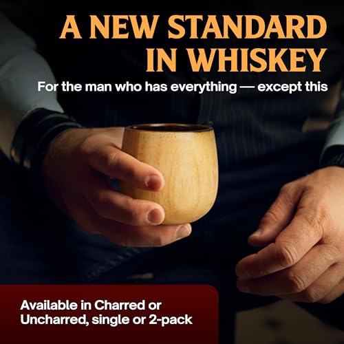 The Original Charred Wooden Bourbon Drinking Glass Bourbon Gifts for Men | Whiskey Glasses For Dad | Great Whiskey Gifts for Men Who Have Everything | Perfect Presents For Boyfriend or Dad (2 Pack) 2
