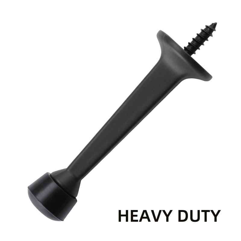 [Australia - AusPower] - HOME MASTER HARDWARE 12-Pack Heavy Duty Solid Rigid Door Stop - 3" Door Stopper with Matte Black Finish and Plastics Tip for Wall and Door Protection 12pack 