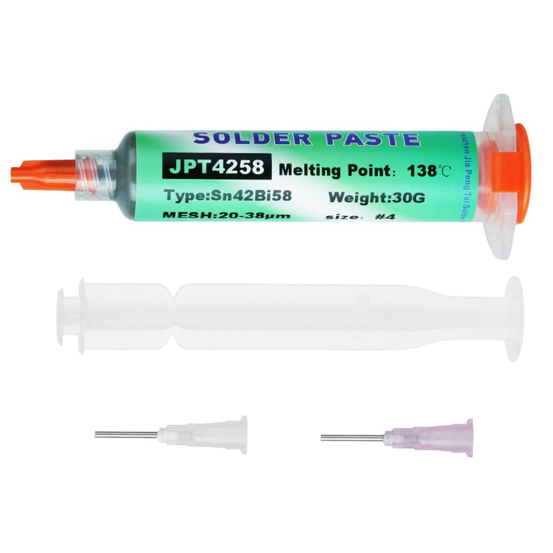 Flintronic Lead Free Solder Paste 30g Sn42 Bi58 Syringe Soldering Paste Flux | Low temperature 138°C solder flux tin paste, solder paste for BGA SMT LED SMD solder #3 Lötpaste #6 Soldering Paste 30 G, Low Temperature 138 °c