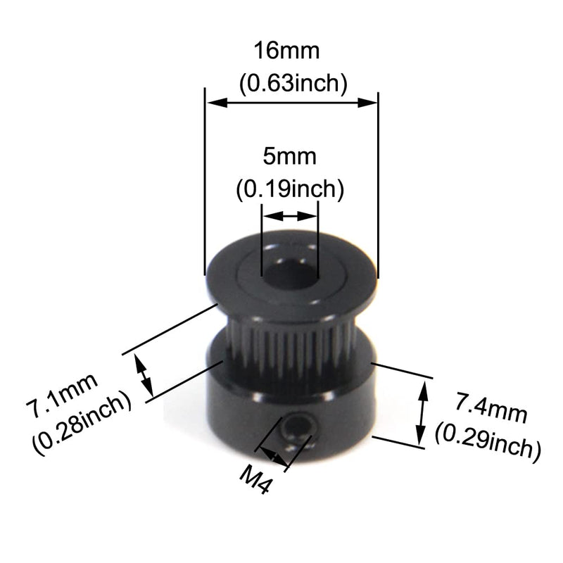 [Australia - AusPower] - Zeberoxyz 10pcs/set GT2 Pulley Wheel 20 Teeth 5mm Bore Black Aluminum Timing Belt Idler Pulley for 3D Printer 6mm Width Timing Belt (20T-5mm Bore-Black) 20T-5mm Bore-Black 