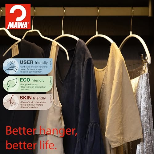 Mawa Euro Series Light Thin Non-Slip Space Saving Clothes Hanger Style 40/P, Set of 10, Red Pack of 10 10 Piece