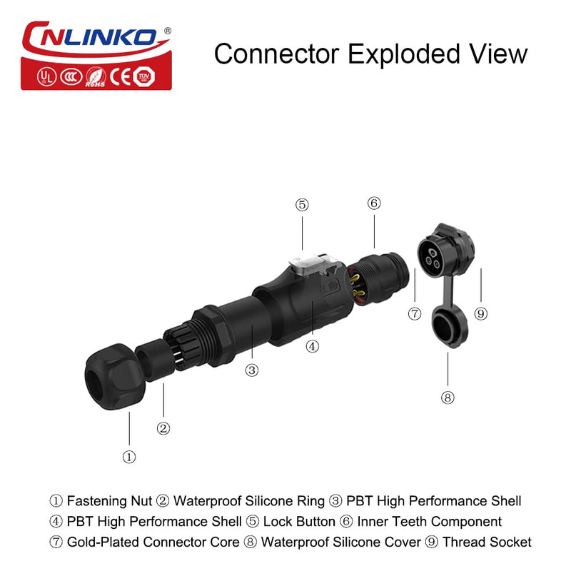 [Australia - AusPower] - CNLINKO IP68 Circular Panel M16 Plastic 8 Pin Plug and Socket Electrial Waterproof Auto Wire Harness Solder with Cover for Power Equipment DC/AC Welding Connector (8 Pin) 