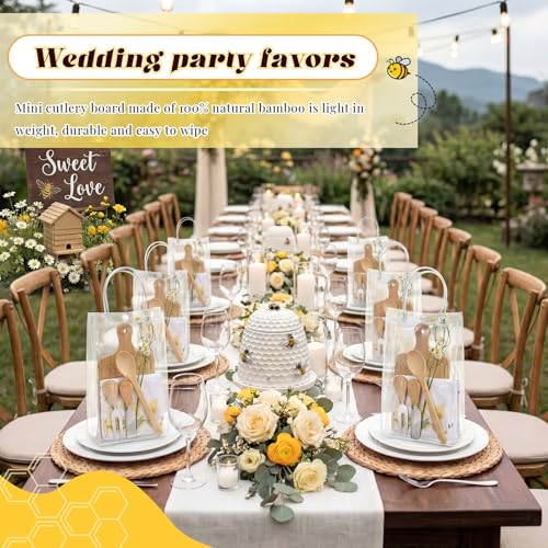 Nuenen bee mini charcuterie board cheese server set with two rectangle-shaped wooden boards for baby shower game prizes